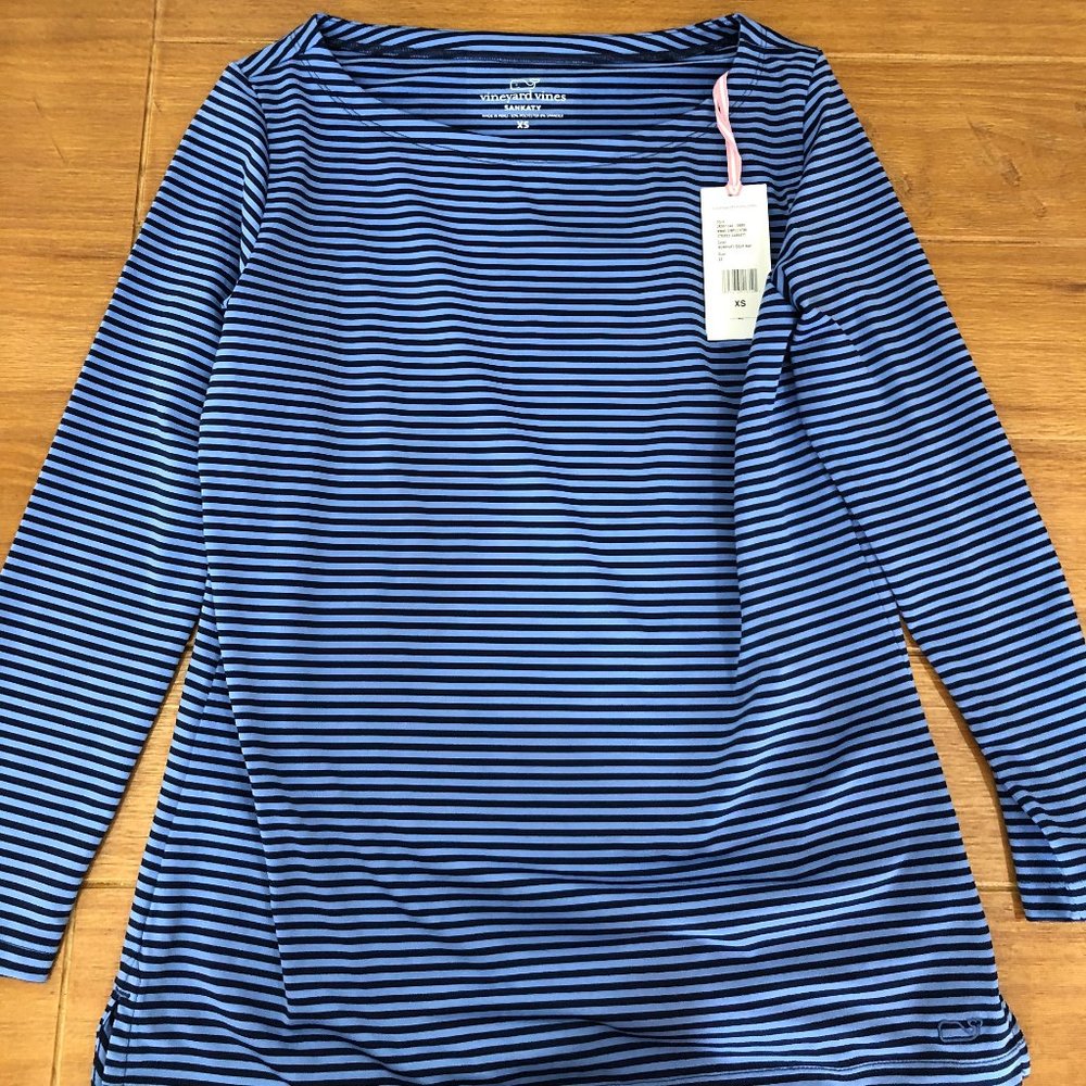 Vineyard Vines Striped Sankaty Boatneck Simple Tee